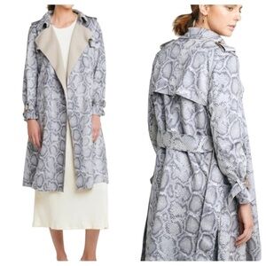 Few Moda New York grey black snake print trench coat with belt size M